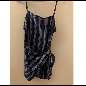 Navy striped mini dress with side tie